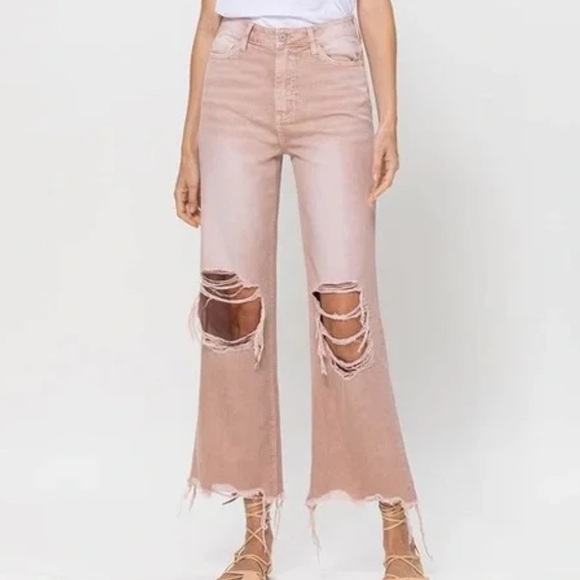Annie Denim - Annie Wear Distressed Pink Jeans